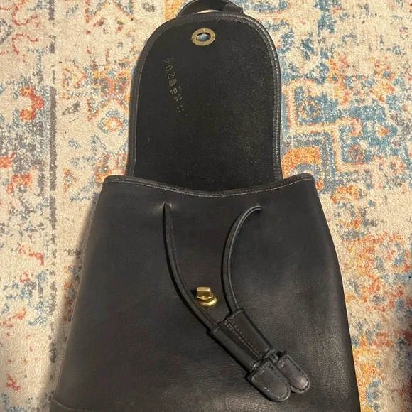 Coach vintage 90s black leather daypack backpack - Picture 7 of 15